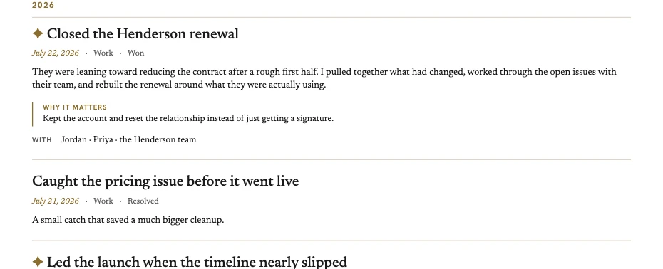 A page of the Editorial PDF: a single win told at length, with wide margins and room for photographs.